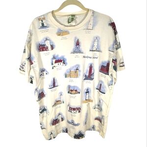 Vintage Art Unlimited nautical lighthouses and states Tshirt size men's XL